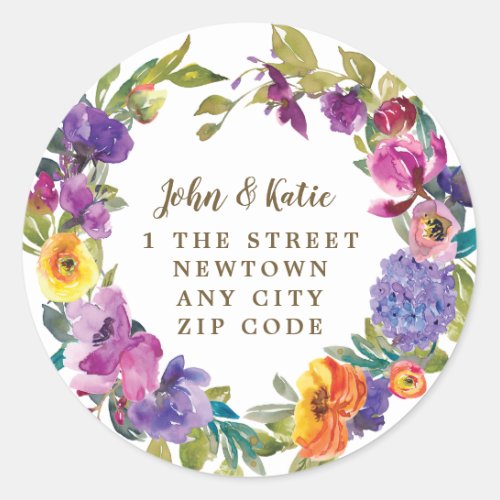 floral wreath change of address sticker label