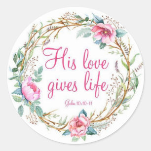 Floral Wreath Christian Bible Scripture Verse Classic Round Sticker