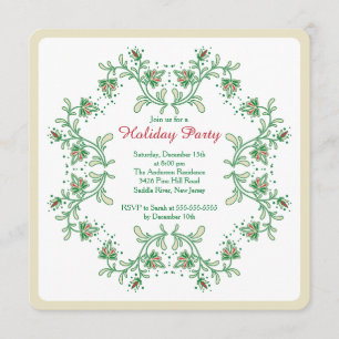 Floral Wreath Christmas Holiday Party Invitation