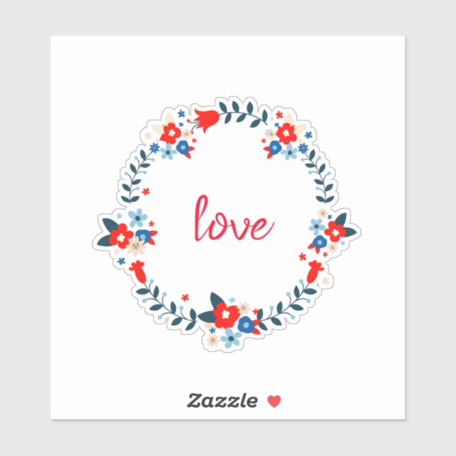 Floral Wreath Circular Love Sticker (Sheet)