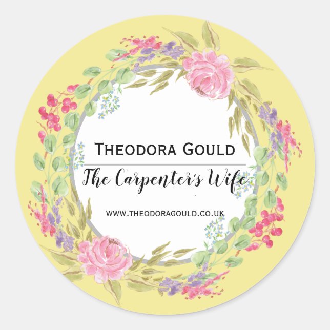 Floral Wreath Classic Round Sticker (Front)