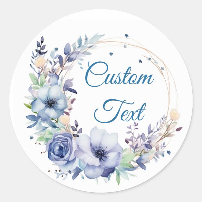 Floral Wreath Classic Round Sticker (Front)