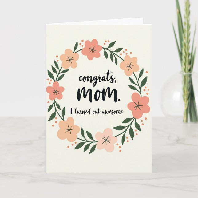 Floral Wreath Congrats Mom Card (Front)