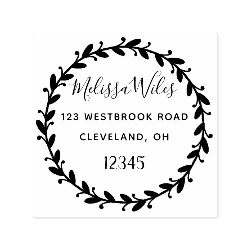 Floral Wreath Create Your Own Return Address Self_inking Stamp
