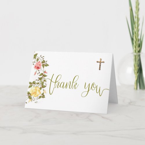 Floral Wreath Crucifix Thank You Overlay