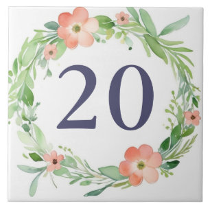 Floral Wreath Custom House Number Plate Sign Ceramic Tile