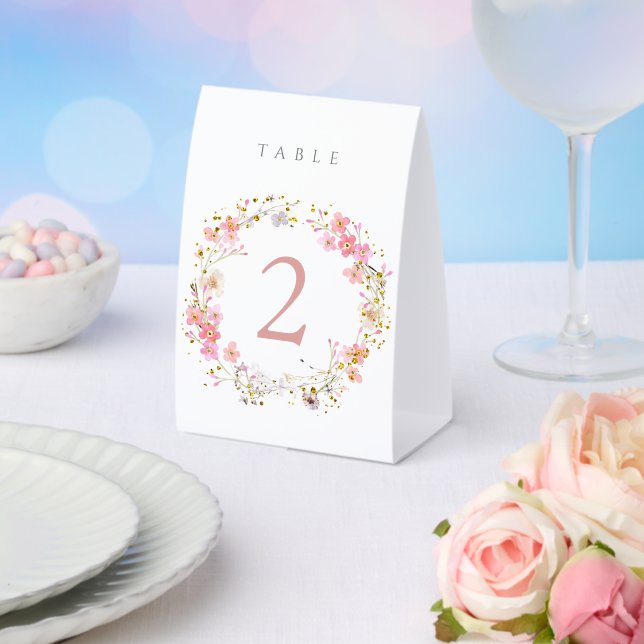 floral wreath design table number  paper table tent  (Insitu(Wedding))