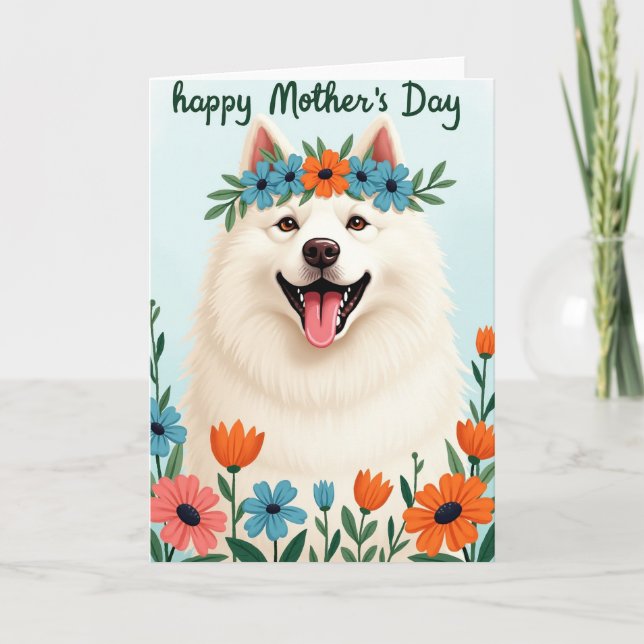 Floral Wreath Dog Mothers Day Card (Front)