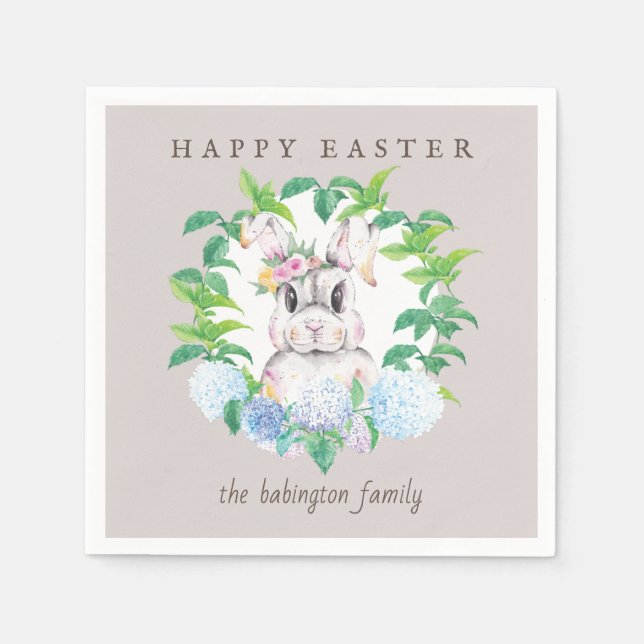 Floral Wreath Easter Personalized Napkins (Front)