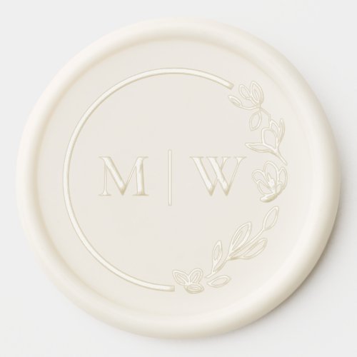 Floral wreath elegant custom wedding Monogram Wax Seal Sticker