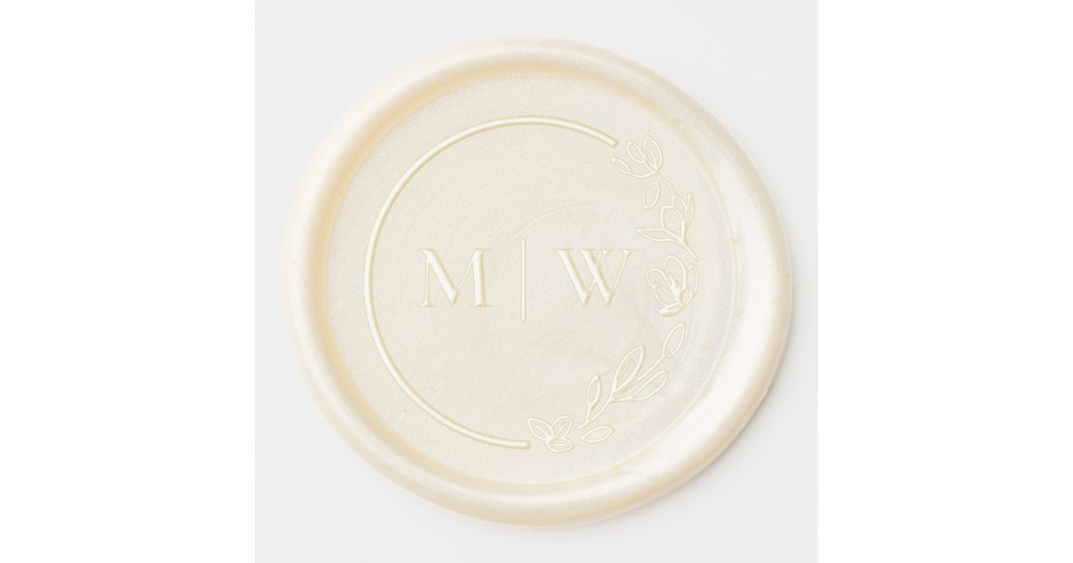Floral wreath elegant custom wedding Monogram Wax Seal Sticker | Zazzle