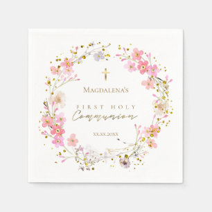 floral wreath First Holy Communion Napkins