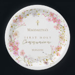 floral wreath First Holy Communion Paper Plates<br><div class="desc">First Holy Communion paper plates</div>