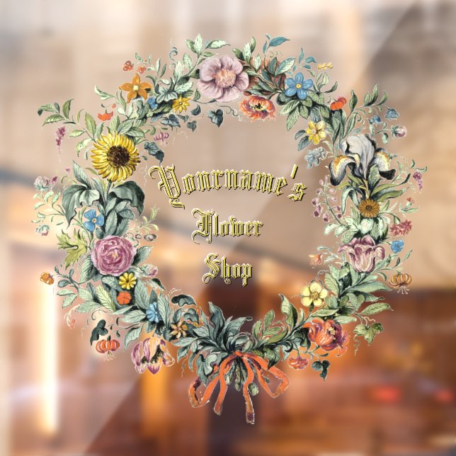 Floral Wreath Flower Shop Template Window Cling (Sheet 2)