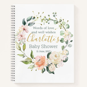 Floral wreath, foliage Baby Shower Guest Book