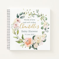 Floral wreath, foliage Baby Shower Notebook