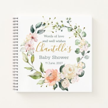 Floral wreath, foliage Baby Shower Notebook