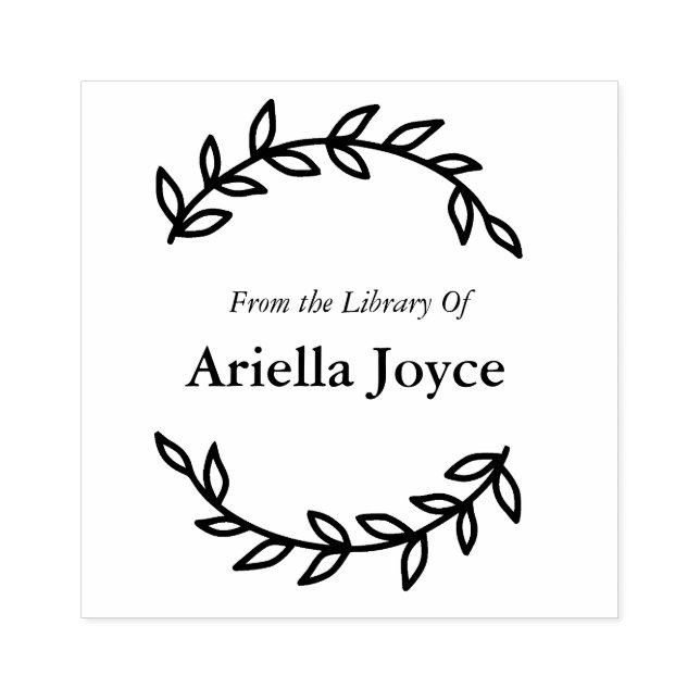 Floral Wreath From the Library Of Ex Libris Book Rubber Stamp (Imprint)