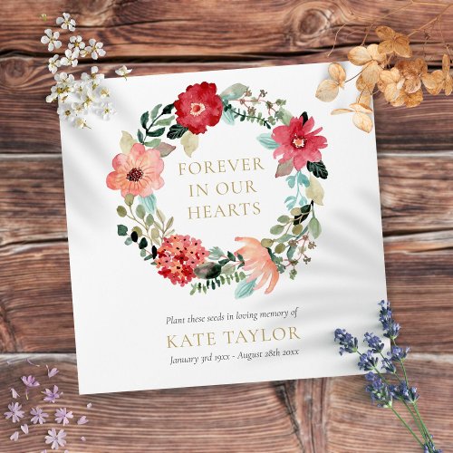 Floral Wreath Funeral Memorial Seed Packet Envelope