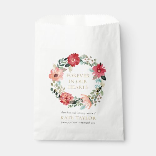 Floral Wreath Funeral Memorial Seed Packet Favor Bag