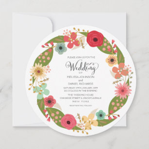 Floral Wreath Garden Wedding Invitation