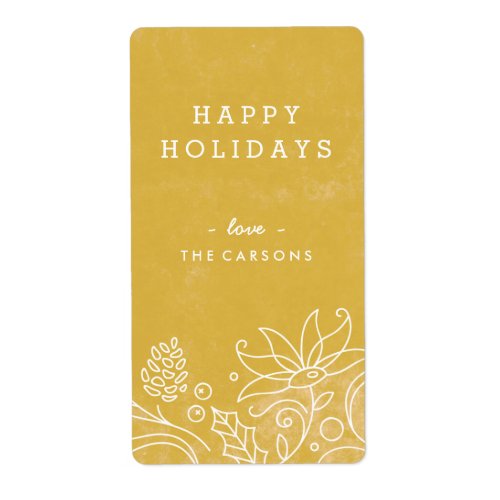 Floral Wreath Gift Tag Label _ Gold
