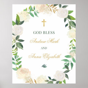 Floral Wreath God Bless Siblings Communion Poster