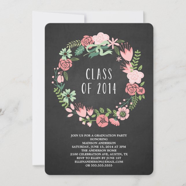 Floral Wreath | Graduation Party Invitation (Front)