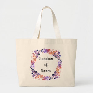 Floral Wreath Grandma Of Groom Large Tote Bag
