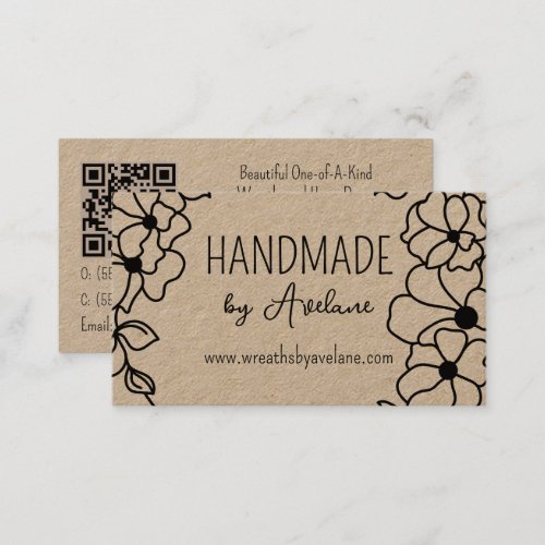 Floral Wreath Handmade  Handcrafted Business Card