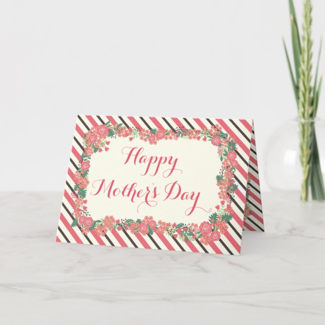 Floral Wreath Happy Mother's Day Card (Front)