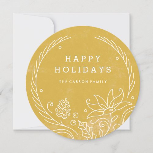 Floral Wreath Holiday Card _ Gold