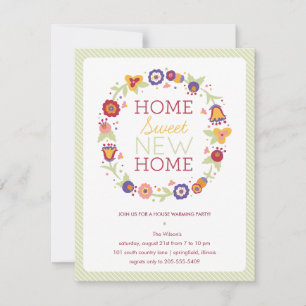 Floral Wreath House Warming Invitation