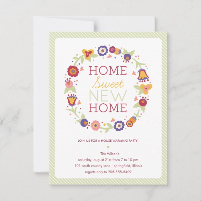 Floral Wreath House Warming Invitation (Front)