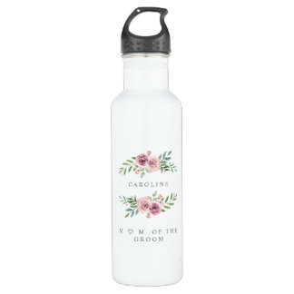 Floral Wreath in Pink Tones for Mother of Groom Stainless Steel Water Bottle