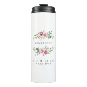 Floral Wreath in Pink Tones for Mother of the Year Thermal Tumbler