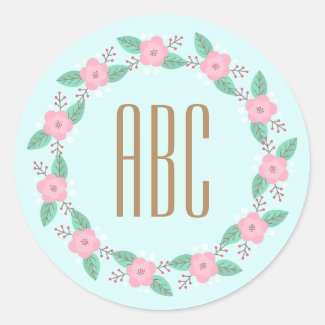 Floral Wreath Initial Personalized Stickers
