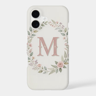 Floral Wreath Initial Phone Case | Blush