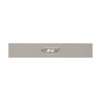 Floral Wreath Invitation Belly Band - Taupe by Whimzy_Designs at Zazzle