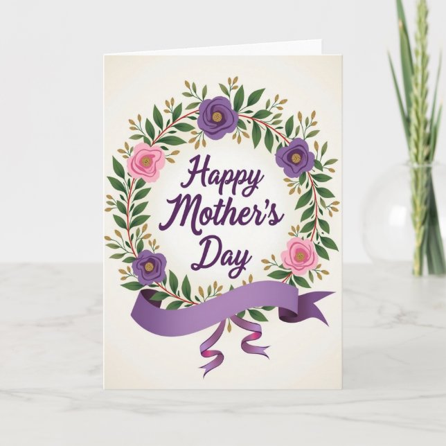 Floral Wreath Joyful Script Card (Front)