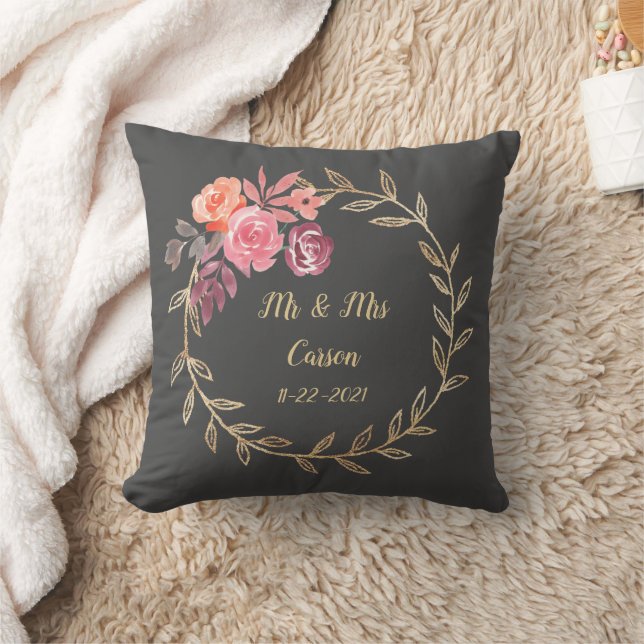 Floral Wreath Keepsake Throw Pillow (Blanket)