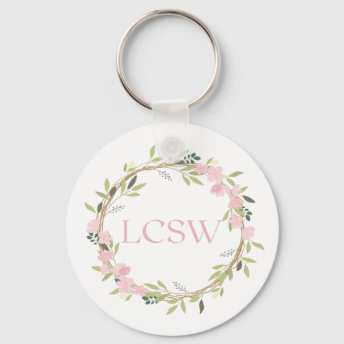 Floral Wreath LCSW Keychain