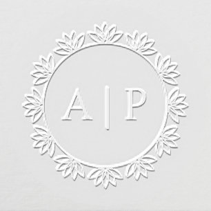 Floral Wreath Lilies Wedding Monogram  Embosser