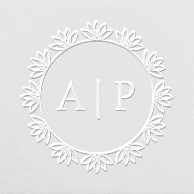 Floral Wreath Lilies Wedding Monogram  Embosser (Design)