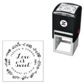 Floral Wreath Love is Sweet Wedding Favor Self-inking Stamp (In Situ)