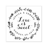Floral Wreath Love is Sweet Wedding Favor Self-inking Stamp (Design)