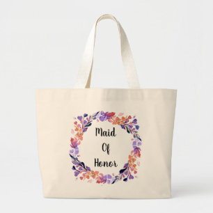 Floral Wreath Maid Of Honor Large Tote Bag