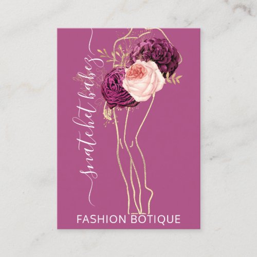 Floral Wreath Marsala QR Code Body Stylist  Business Card