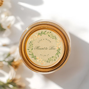 Floral Wreath Meant to Bee Wedding Favor Kraft Classic Round Sticker
