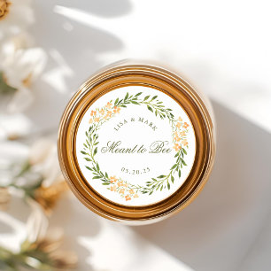 Floral Wreath Meant to Bee Wedding Honey Jar Favor Classic Round Sticker